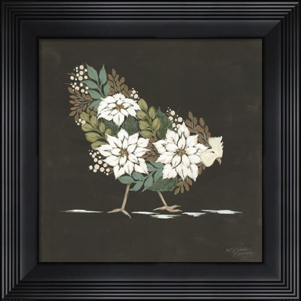 Framed Floral Winter Hen Print