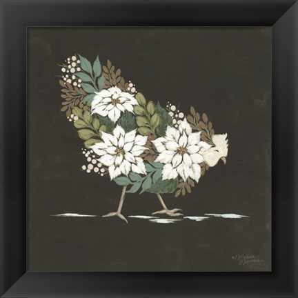 Framed Floral Winter Hen Print