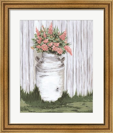 Framed White Washed Milk Can Print
