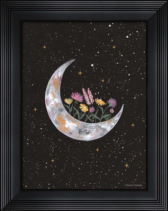 Framed Flowers on Crescent Moon Print