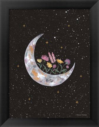 Framed Flowers on Crescent Moon Print