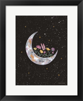 Framed Flowers on Crescent Moon Print