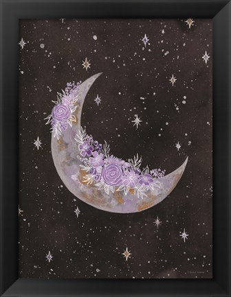 Framed Purple Flowers on the Moon Print