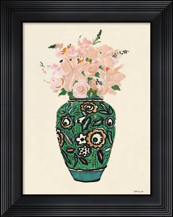 Framed Flower Vase with Pattern II Print