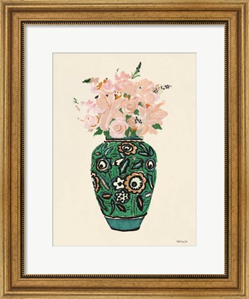 Framed Flower Vase with Pattern II Print
