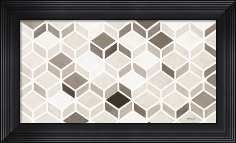 Framed White and Gray Pattern Print