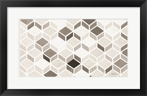 Framed White and Gray Pattern Print