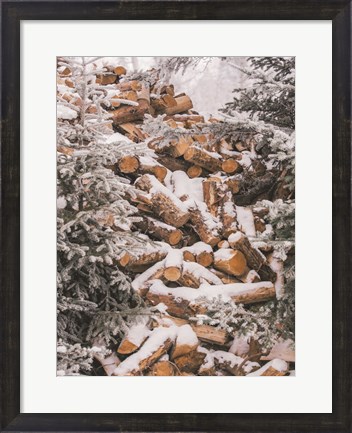 Framed Winter Wood Pile Print