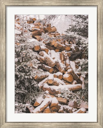 Framed Winter Wood Pile Print