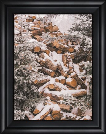 Framed Winter Wood Pile Print