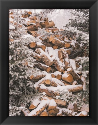 Framed Winter Wood Pile Print