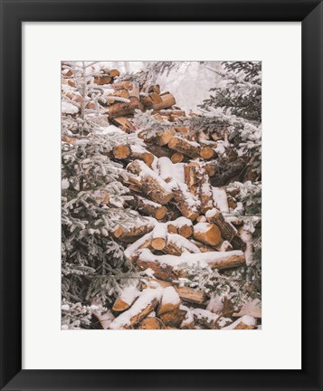 Framed Winter Wood Pile Print