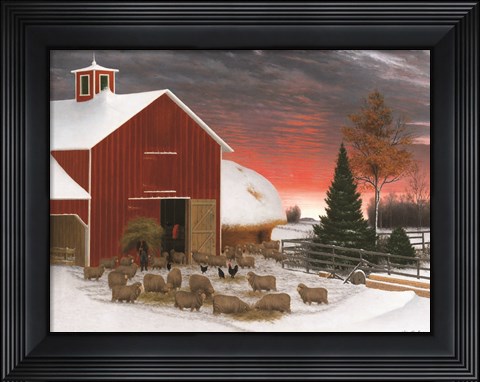 Framed Snowy Farm Print