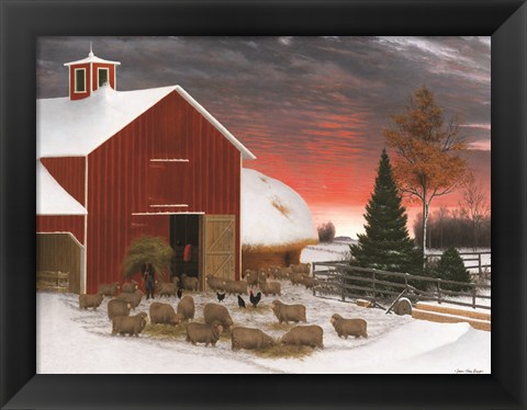 Framed Snowy Farm Print