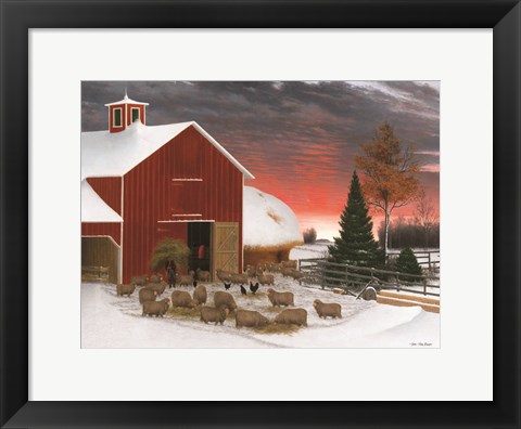 Framed Snowy Farm Print