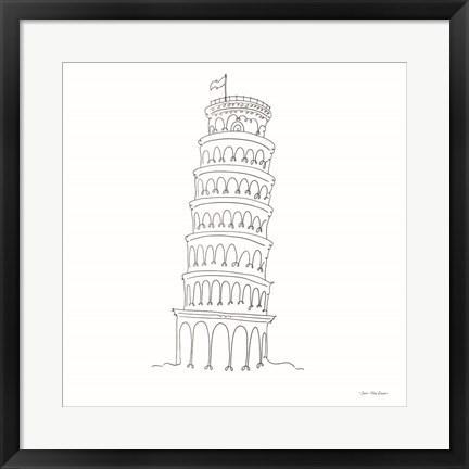 Framed One Line Pisa Tower Italy Print