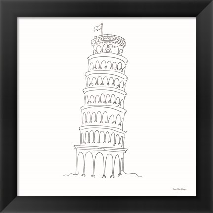 Framed One Line Pisa Tower Italy Print