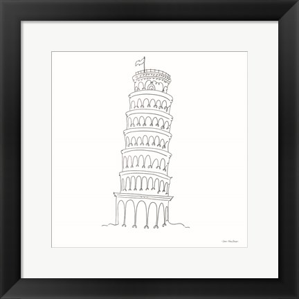 Framed One Line Pisa Tower Italy Print