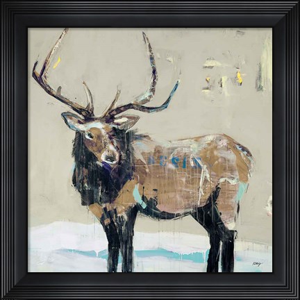 Framed Winter Elk Neutral Print