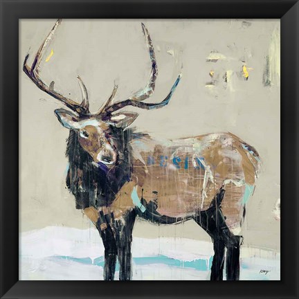 Framed Winter Elk Neutral Print