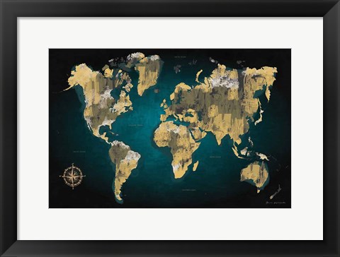 Framed Sketched World Map Print