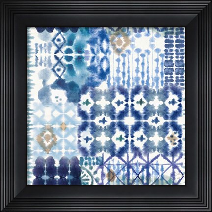 Framed Indigo Splash Pattern V Print