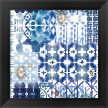 Framed Indigo Splash Pattern V Print