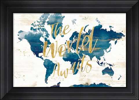 Framed Desert Blooms Abstact Map The World Print