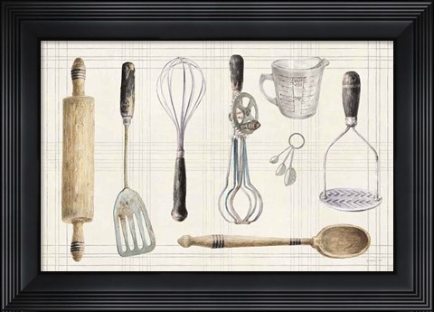 Framed Floursack Kitchen IX Dark Print