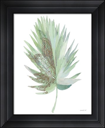 Framed Boho Tropical Leaf IV Green Print