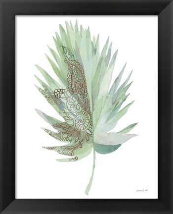 Framed Boho Tropical Leaf IV Green Print