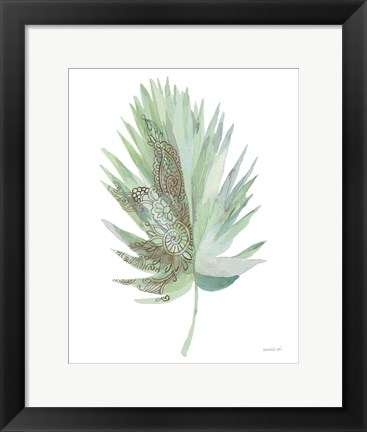 Framed Boho Tropical Leaf IV Green Print