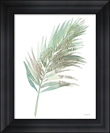Framed Boho Tropical Leaf III Green Print