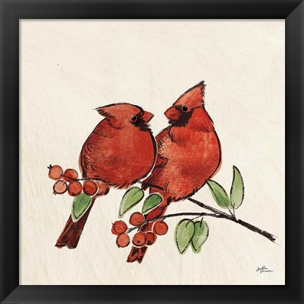 Framed Christmas Lovebirds IX No Gold Print