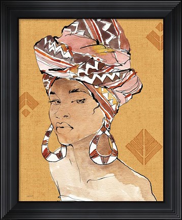 Framed African Flair VI Warm Print