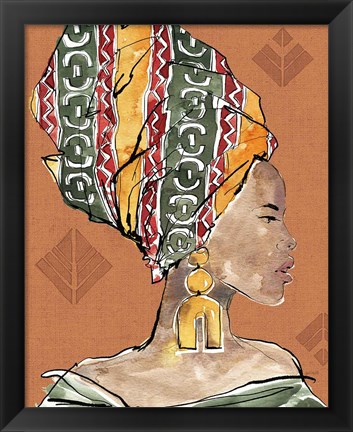 Framed African Flair V Warm Print