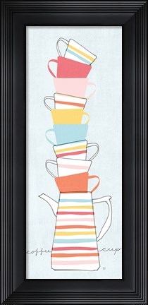Framed Stack of Cups II Pastel Print