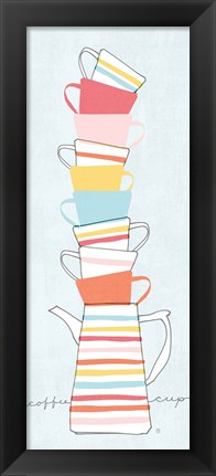 Framed Stack of Cups II Pastel Print