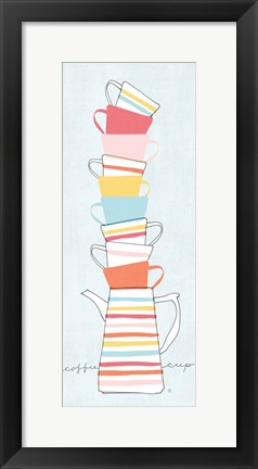 Framed Stack of Cups II Pastel Print