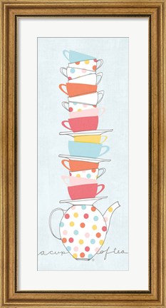 Framed Stack of Cups I Pastel Print