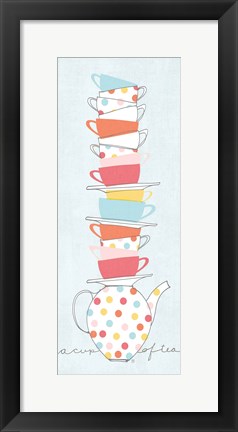 Framed Stack of Cups I Pastel Print