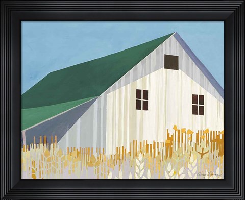 Framed Wheat Fields Green Crop Print