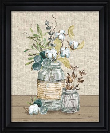 Framed Cotton Bouquet III No Pattern Print