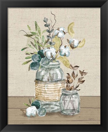 Framed Cotton Bouquet III No Pattern Print