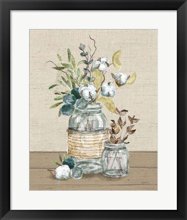 Framed Cotton Bouquet III No Pattern Print