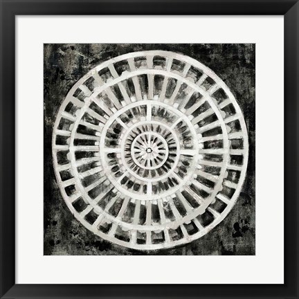 Framed Black Textured Medallion Print