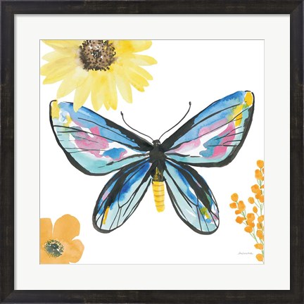 Framed Beautiful Butterfly III Blue No Words Print