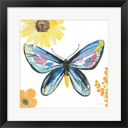 Framed Beautiful Butterfly III Blue No Words Print