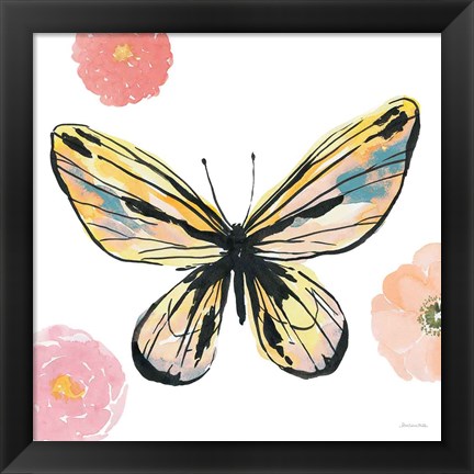 Framed Beautiful Butterfly II Teal No Words Print