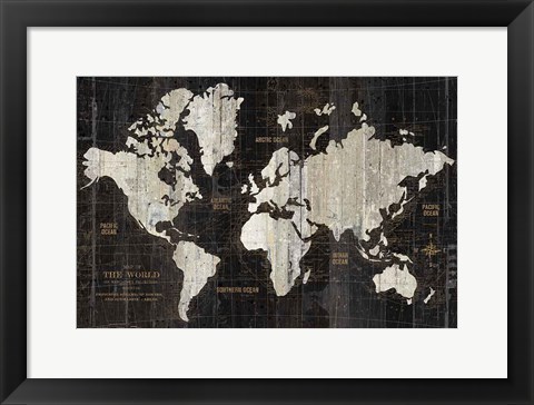 Framed Old World Map Black Print